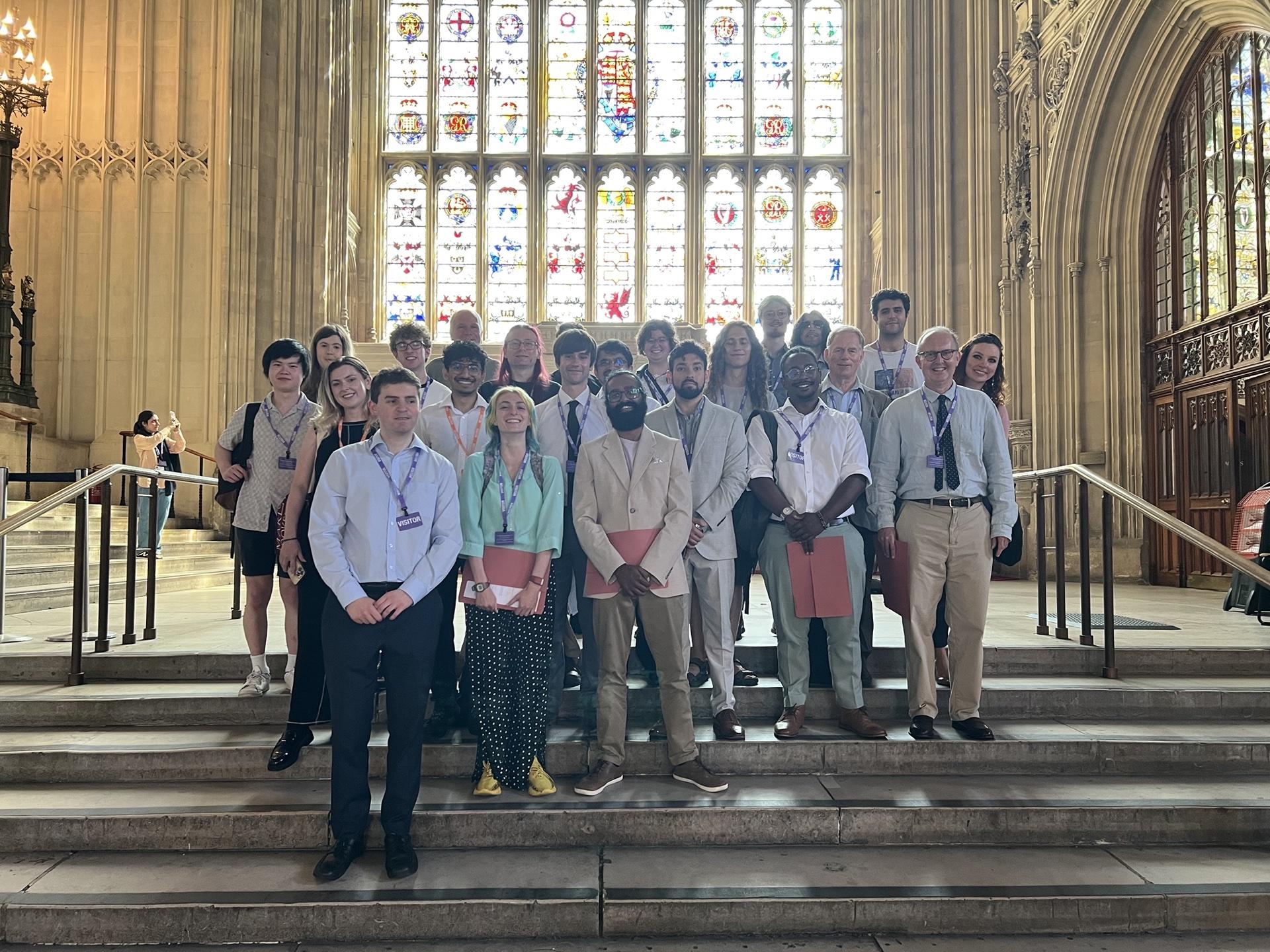 PauseAI volunteers gathered on the steps in the House of Commons